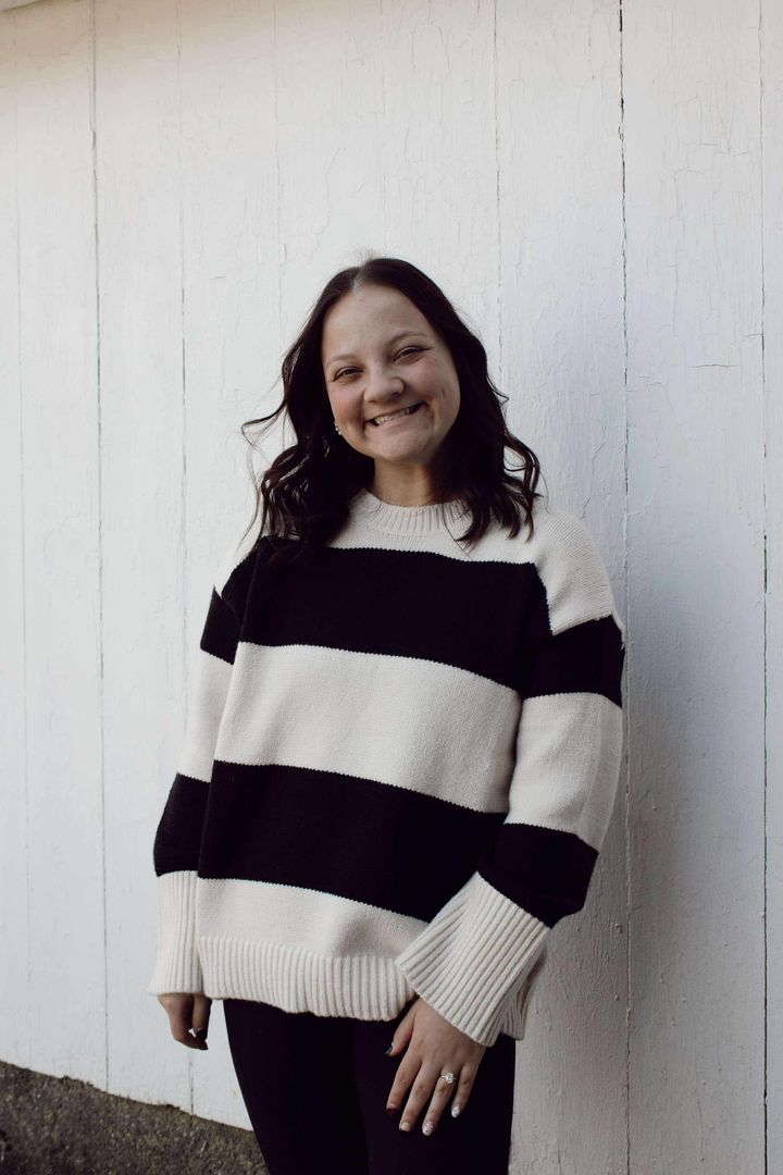Black & Cream Color-block Sweater