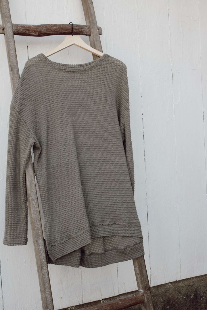 Moss Green Plus Size Textured Knit Long Sleeve