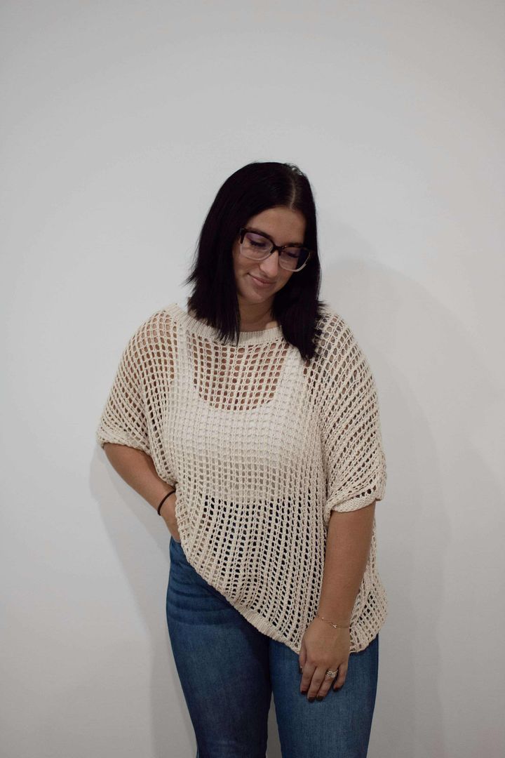 Apricot Fishnet Short Sleeve