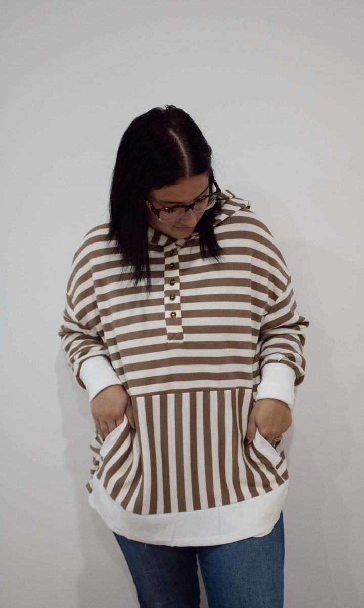 Brown & Cream Striped Sweatshirt