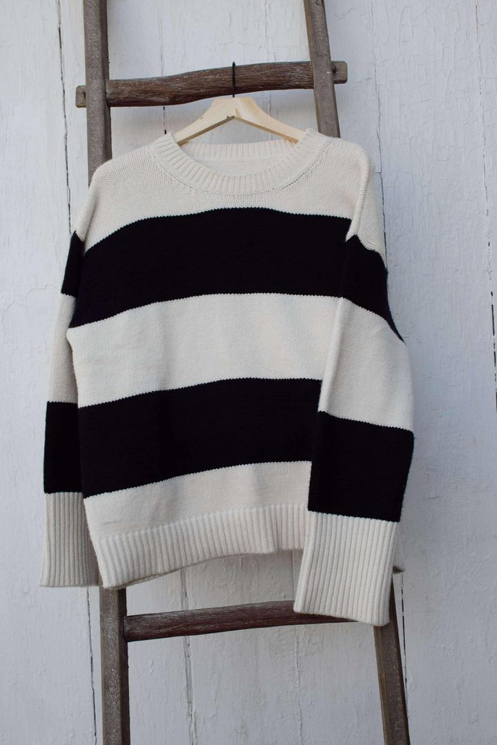 Black & Cream Color-block Sweater