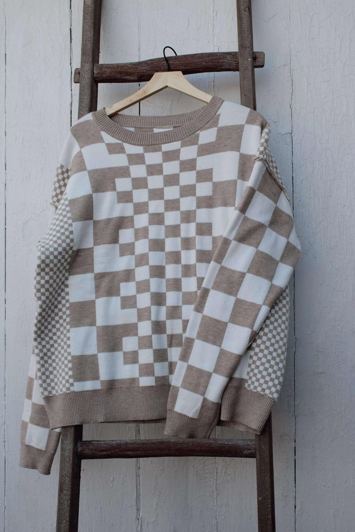 Khaki Checkered Sweater